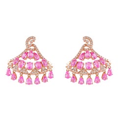 Sunita Nahata saphir rose 8.35 carats Boucles d'oreilles en or rose 18 carats avec diamants