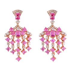8.2 Carat Pink Sapphire & Diamond Earring in 18 Karat Rose Gold 