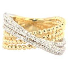 New Gabriel & Co. Diamond Bujukan Ball Criss-Cross Ring in 14K Yellow Gold