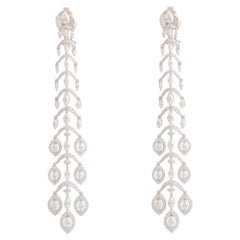 Studio Rêves Fancy Diamond Dangling Earrings in 18 Karat White Gold