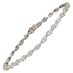 3.11ctw Round Diamond Marquise Shaped Line Bracelet in 14K White Gold