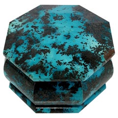 Octagon Turquoise Coloured Shattuckite Interior Design Jewelry Gemstone Box