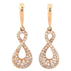 New 0.48ctw Pave Diamond Infinity Dangle Earrings in 14K Rose Gold