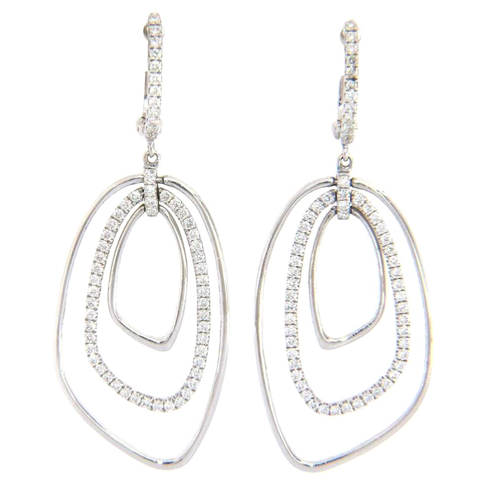 New Frederic Sage Diamond Layered Dangle Earrings in 14K White Gold For Sale