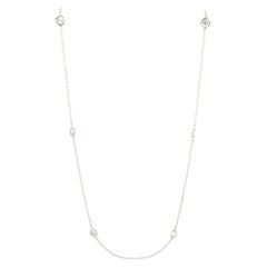 0.89ctw Diamond Station Necklace in 14K White Gold