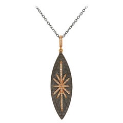 Elongated Diamond Starburst Pendant Necklace in 14K Yellow Gold and Sterling