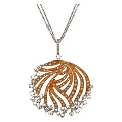 Rose Cut Diamond Pendant Necklace 18K Rose Gold