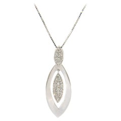 0.30ctw Pave Diamond Marquise Frame Pendant Necklace in 14K White Gold