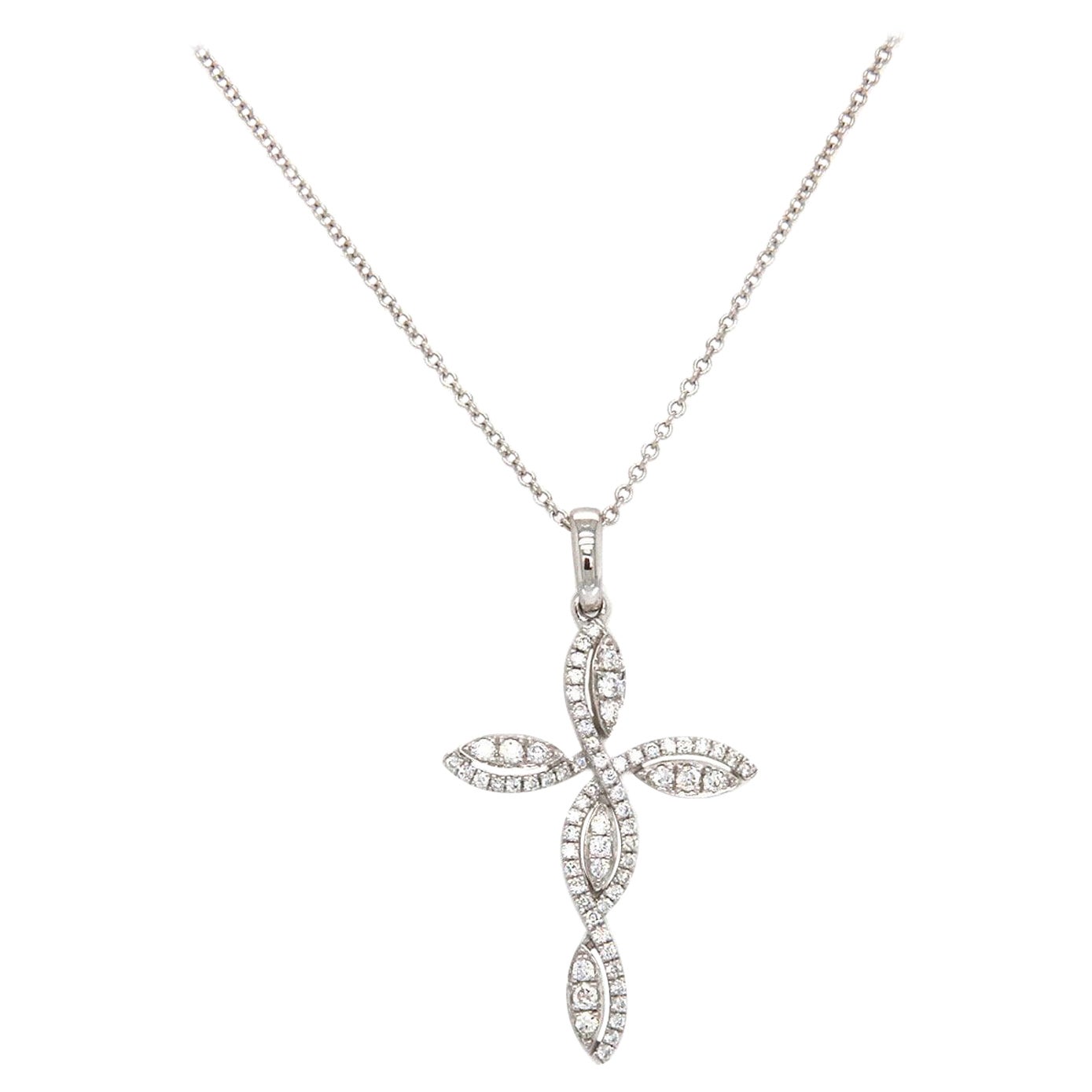 Cross w Diamond Pendant Necklace