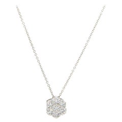 0.40ctw Diamond Hexagon Cluster Pendant Necklace in 18K White Gold