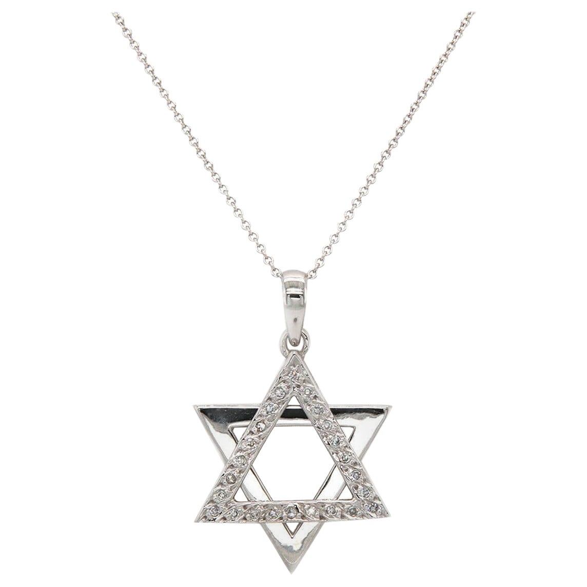 0.30ctw Diamond Star of David Pendant Necklace in 18K White Gold For Sale