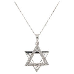 0.30ctw Diamond Star of David Pendant Necklace in 18K White Gold