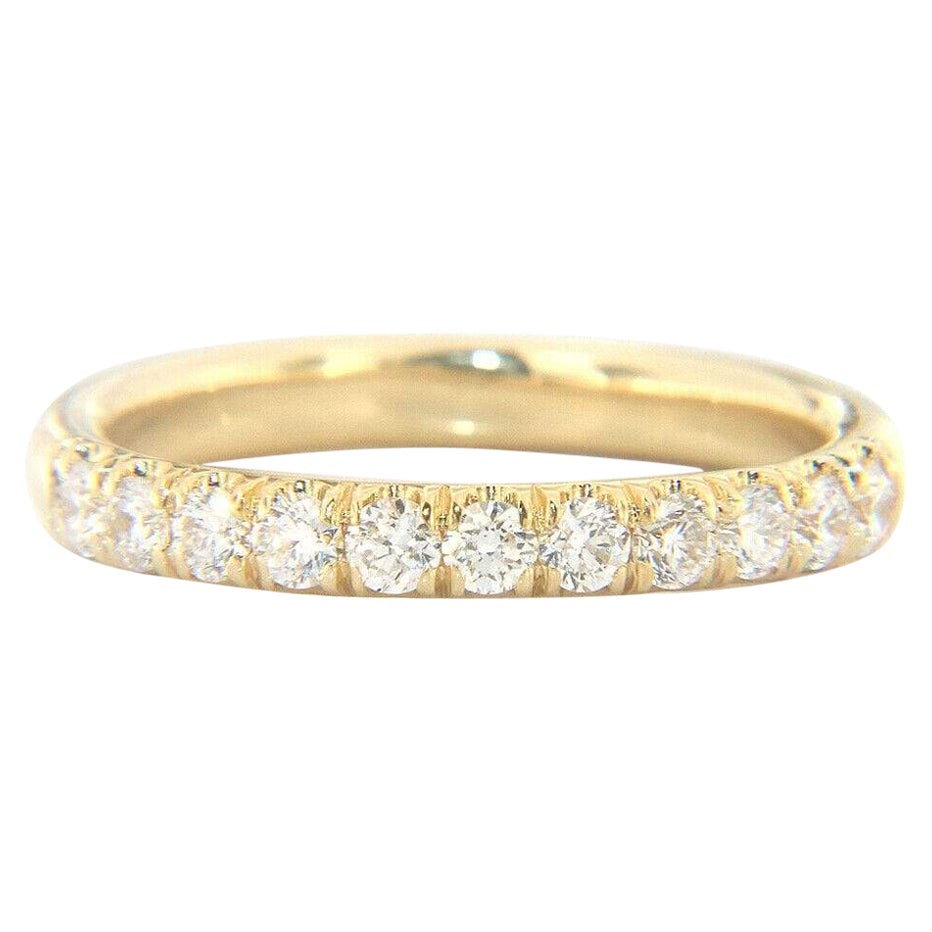 New Gabriel & Co. French Pave Diamond Wedding Band Ring in 14K Yellow Gold For Sale