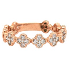 New 0.38ctw Diamond Bezel Set Clover Cluster Band Ring in 14K Rose Gold