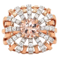 New Frederic Sage Morganite and 0.79ctw Diamond Blossom Cocktail Ring in 14K
