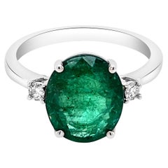 2.89ct Natural Colombian Emerald 14K White Gold Ring
