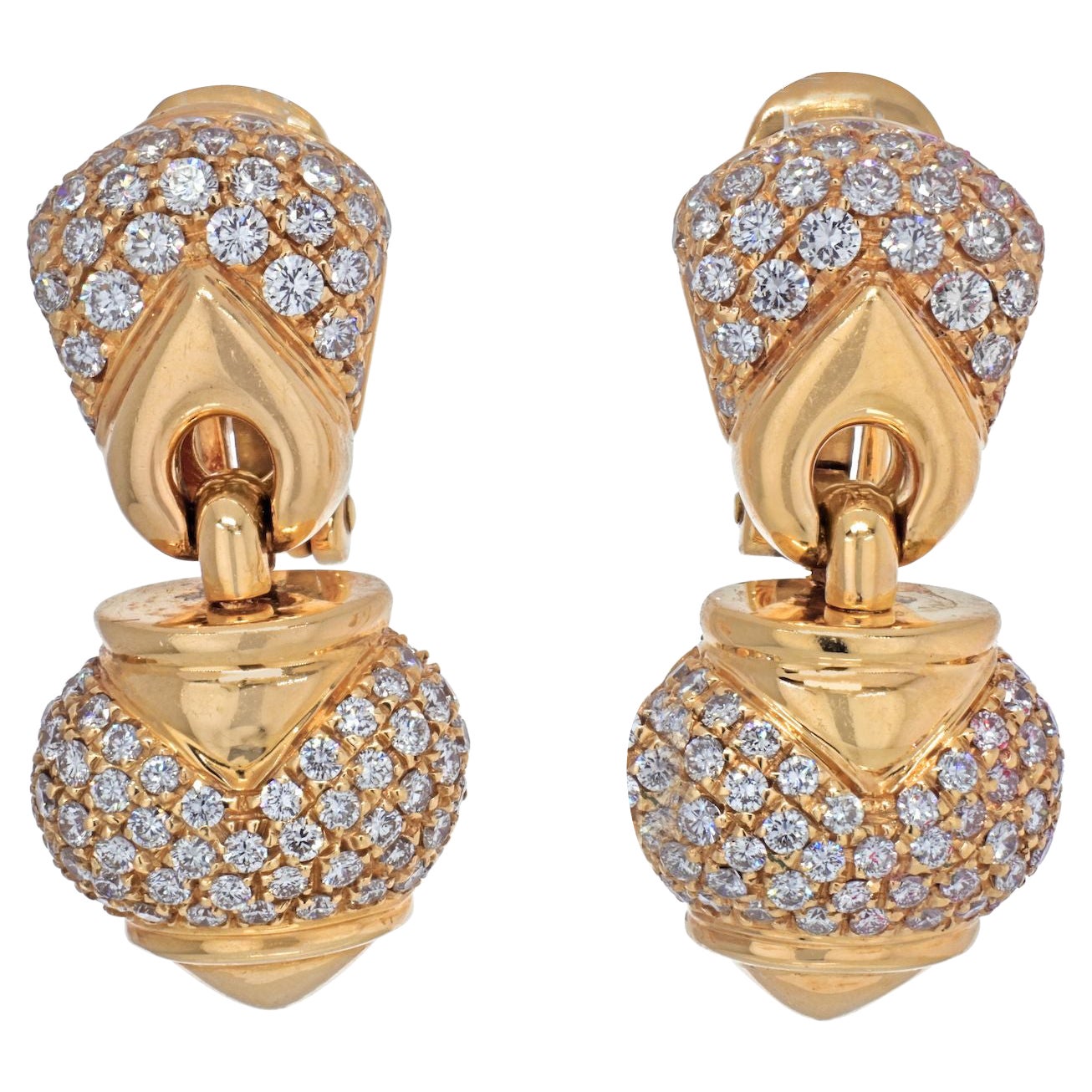 Bvlgari 18K Yellow Gold Chandra Diamond Heart Earrings