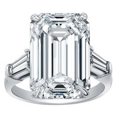 Flawless Type IIA GIA Certified 6 Carat Emerald Cut Diamond Ring
