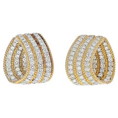 Vintage 18K Yellow Gold 6 Carat Diamond Huggie Earrings