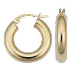 14 Karat Yellow Gold Round Tube Hoop Earrings