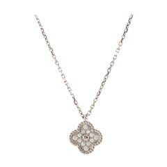 Van Cleef & Arpels Sweet Alhambra Pendant Necklace 18K White Gold with Diamonds