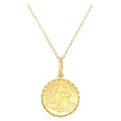 14k Yellow Gold Zodiac Pendant Necklace, Gemini