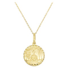 14k Yellow Gold Zodiac Pendant Necklace, Libra
