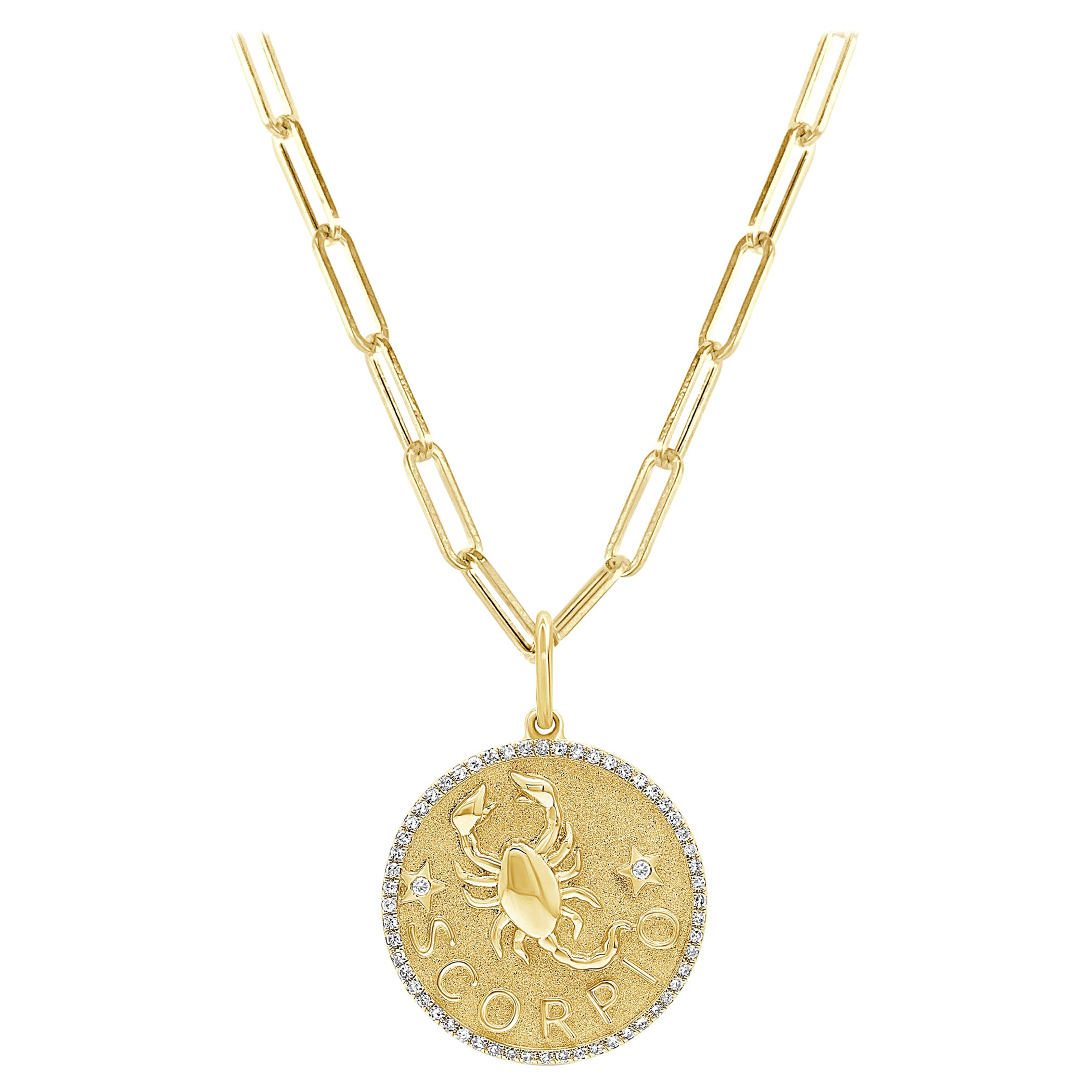 Zodiac Diamond Necklace 14K Yellow Gold 1/5 CT TDW Gifts for Her For Sale