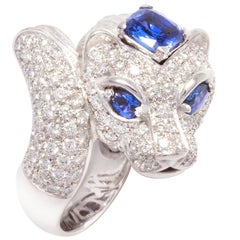 Ella Gafter Bague tigre en diamants et saphirs bleus