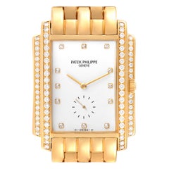 Patek Philippe Gondolo 18k Yellow Gold White Dial Diamond Mens Watch 5025