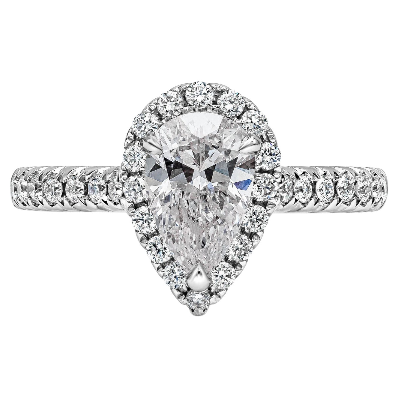 Roman Malakov GIA Certified 1.04 Carats Pear Shape Diamond Halo Engagement Ring