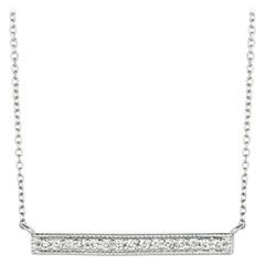 0.15 Carat Natural Diamond Bar Necklace Pendant 14K White Gold