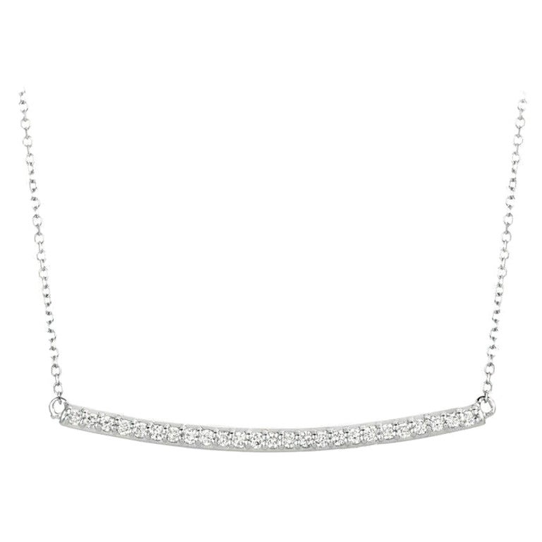 0.25 Carat Natural Diamond Bar Necklace Pendant 14K White Gold