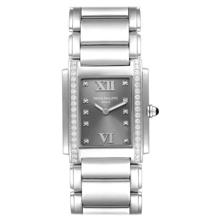 Patek Philippe Twenty-4 Grey Diamond Dial Steel Ladies Watch 4910 For ...