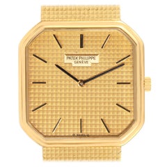 Patek Philippe Yellow Gold Linen Pattern Dial Mechanical Mens Watch 3854