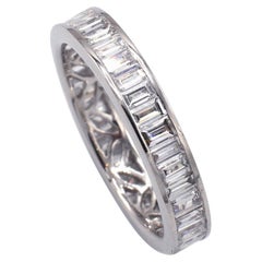 18 Karat White Gold 2.00 Carat Baguette Diamond Channel Set Eternity Band Ring