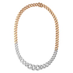 Diamond Miami Cuban Tank Link Chain 3.64 Ctw. 18K Rose and White Gold Necklace