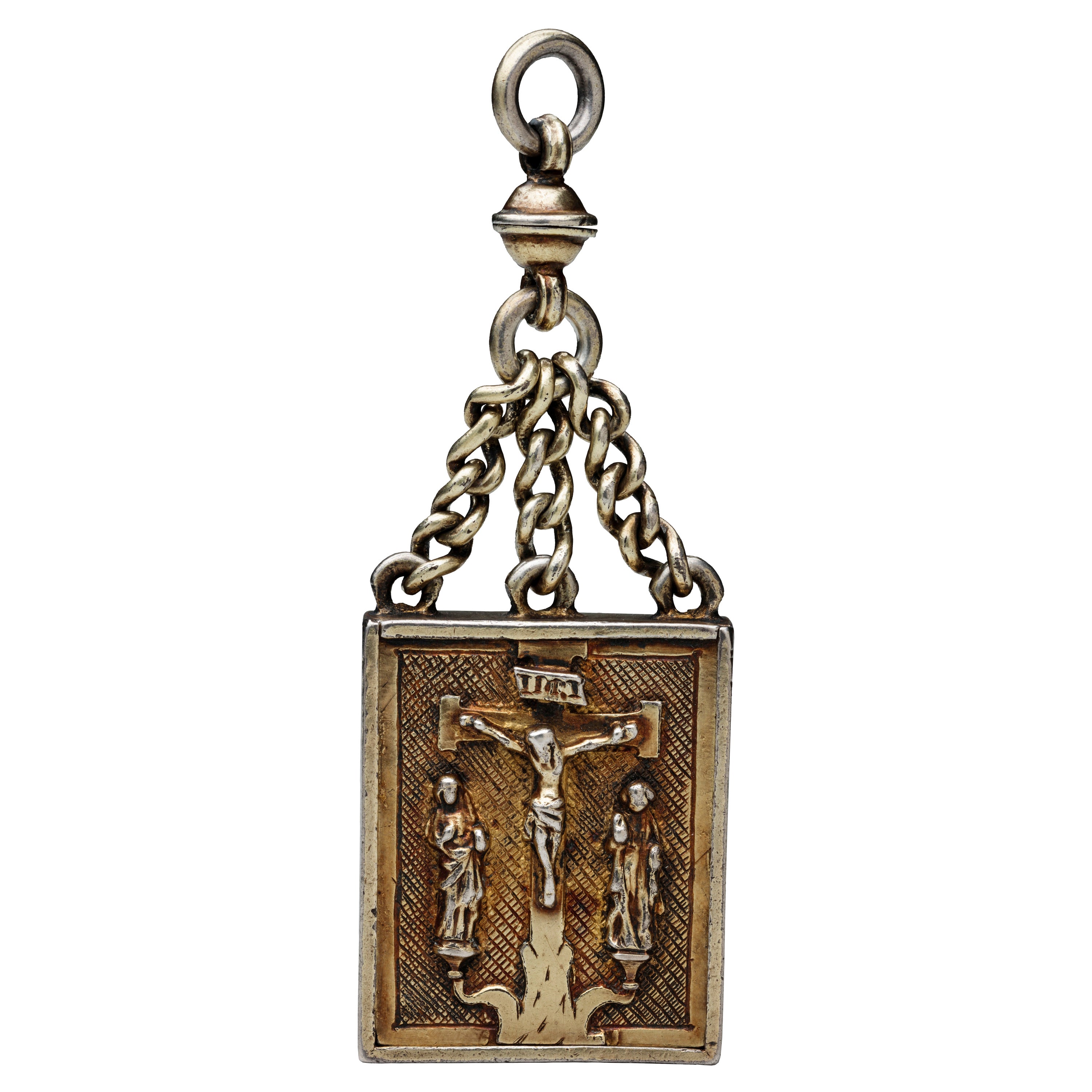 Early Renaissance Chained Reliquary Pendant with Crucifixion
