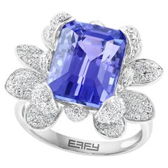 Effy 14 Karat White Gold Tanzanite & Diamond Ring