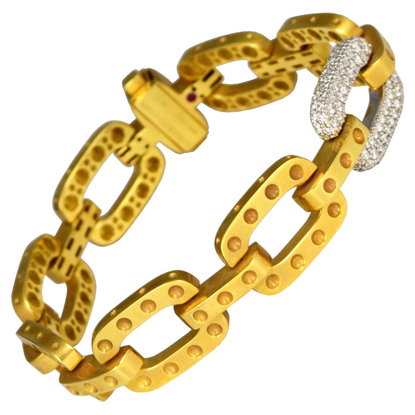 Roberto Coin POIS MOI Diamond Link Chain Yellow Gold Bracelet