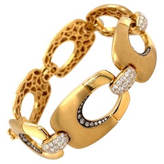 Bessa Yellow Gold Oval Link Diamond Bracelet