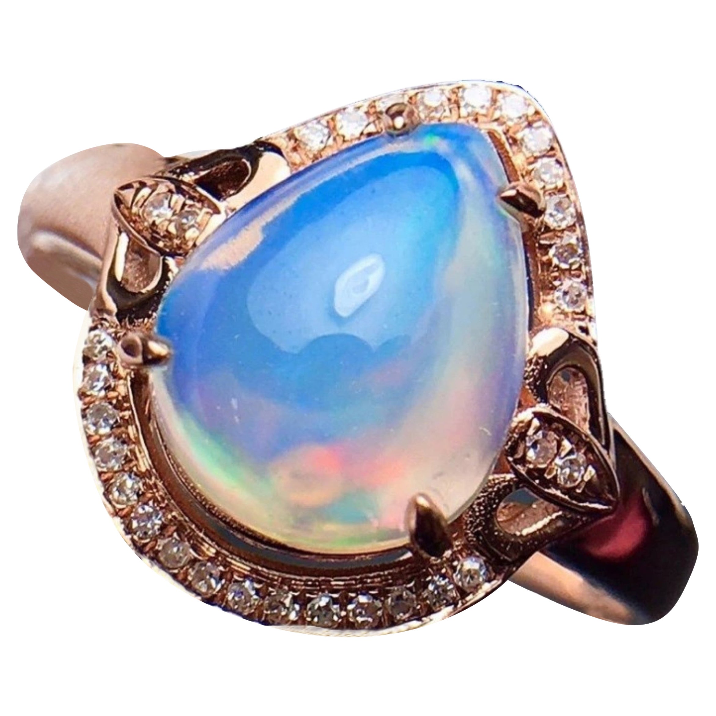 Opal Diamond Ring 18 Karat Rose Gold
