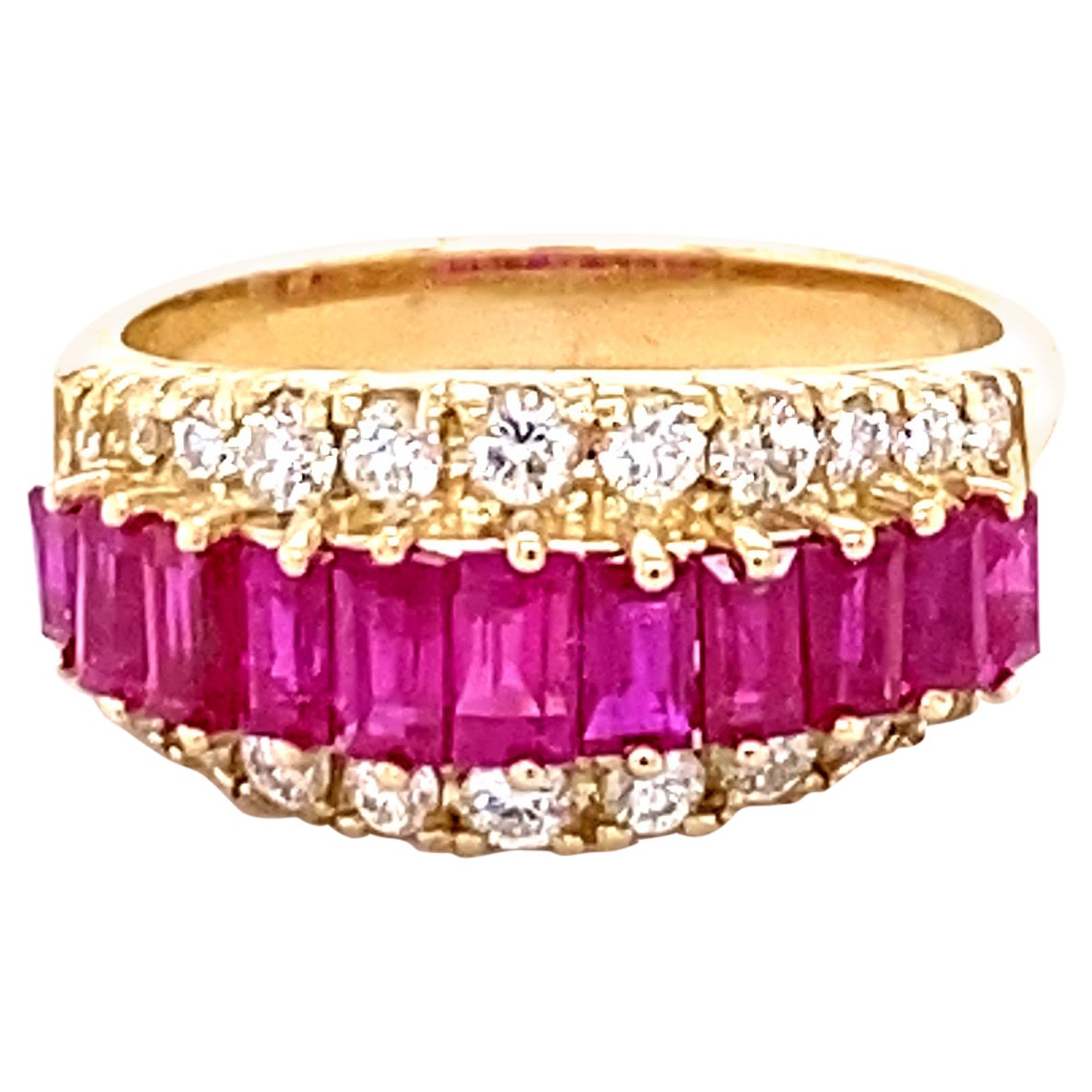 2.35 Carat Ruby Diamond 14K Yellow Gold Band