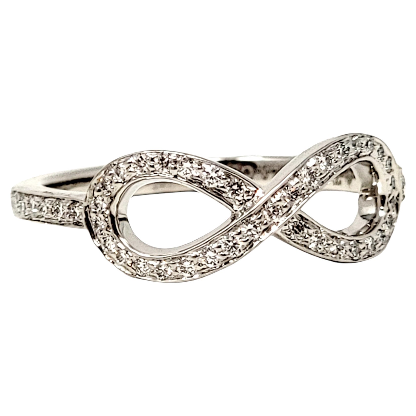 Tiffany & Co. Round Brilliant Pave Diamond Infinity Symbol Band Ring in Platinum