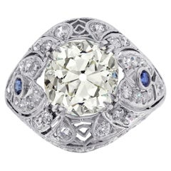 Art Deco 3.48 Carat Old European Diamond Ring