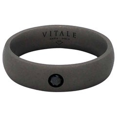 Men's Titanium Round Black Diamond Band Ring