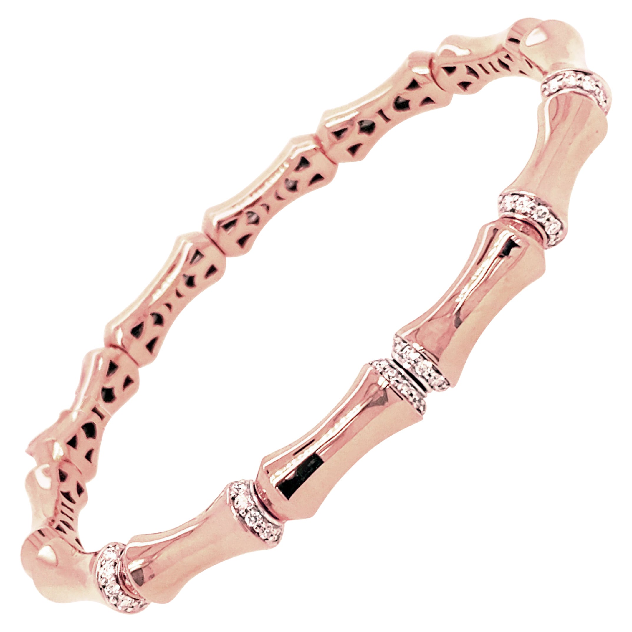 Christopher Designs 14k Rose Gold Memory Cuff Diamond Bracelet For Sale