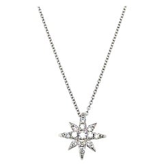 14 Karat White Gold Diamond Starburst Pendant