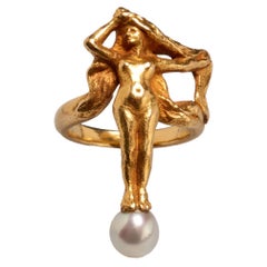 Antique Art Nouveau Lady with Pearl Ring