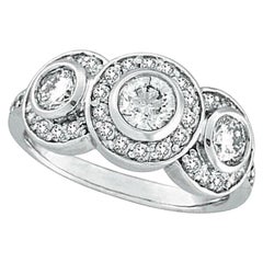 Anello con castone di diamanti naturali a 3 pietre da 1,76 carati G SI in oro bianco 14K